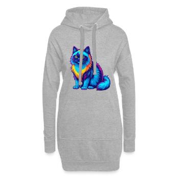 Birma Heilige Katzenrasse Cartoon Kawaii Tier Haustier - Hoodie-Kleid - Grau meliert - Vorne