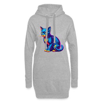 Chat mau arabe, race de chat, dessin animé, animal de compagnie kawaii - Sweat-shirt à capuche long Femme - gris chiné - Devant