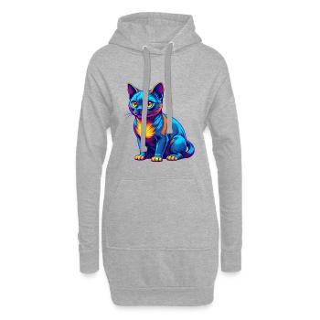 Chat birman race dessin animé Kawaii animal de compagnie - Sweat-shirt à capuche long Femme - gris chiné - Devant