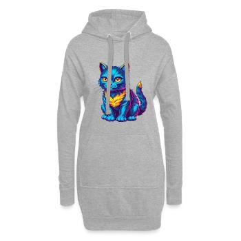 Chypre Chat Race Dessin Animé Kawaii Animal Pet - Sweat-shirt à capuche long Femme - gris chiné - Devant