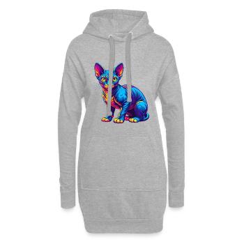 Devon Rex Chat Race Dessin animé Kawaii Animal Pet - Sweat-shirt à capuche long Femme - gris chiné - Devant