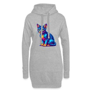 Abessinische Kurzhaarkatze Rasse Karikatur Kawaii Anim - Hoodie-Kleid - Grau meliert - Vorne