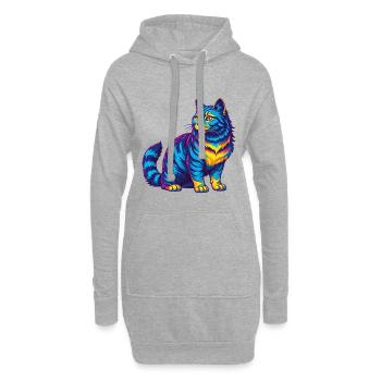 Race de chat Bobtail américain Dessin animé Kawaii Animal P - Sweat-shirt à capuche long Femme - gris chiné - Devant