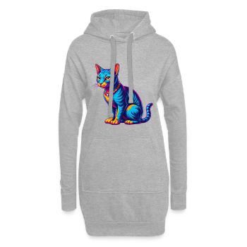 Chat arabe égyptien Mau Race de chat Dessin animé Kawaii Anim - Sweat-shirt à capuche long Femme - gris chiné - Devant