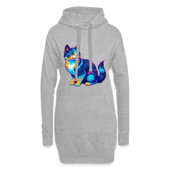 Verdünnte Kattunkatze Rasse Cartoon Kawaii Tier Haustier - Hoodie-Kleid - Grau meliert - Vorne