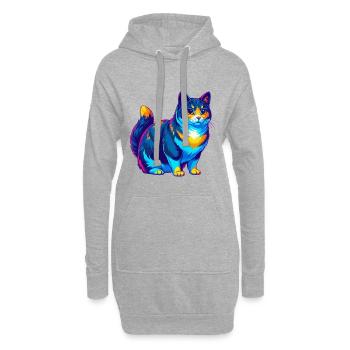 Japanische Bobtail Katze Rasse Karikatur Kawaii Tier P - Hoodie-Kleid - Grau meliert - Vorne