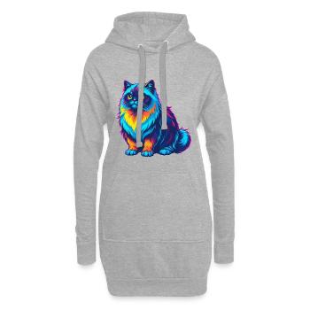Himalaya Katze Rasse Karikatur Kawaii Tier Haustier - Hoodie-Kleid - Grau meliert - Vorne