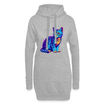 Ocicat Chat domestique race dessin animé Kawaii Animal Pe - Sweat-shirt à capuche long Femme - gris chiné - Devant
