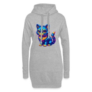 Khao Manee Chat Race Dessin Animé Kawaii Animal Pet - Sweat-shirt à capuche long Femme - gris chiné - Devant