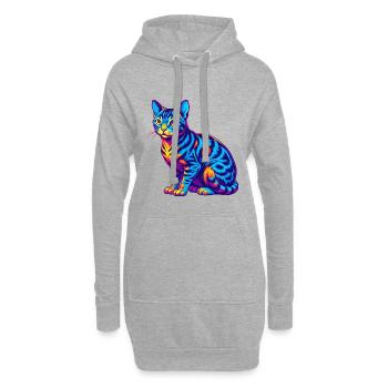 Ocicat Chat Race Dessin Animé Kawaii Animal Pet - Sweat-shirt à capuche long Femme - gris chiné - Devant