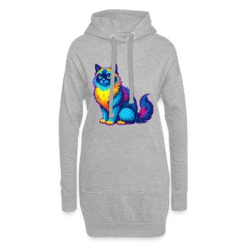 Ragdoll Katze Rasse Cartoon Kawaii Tier Haustier - Hoodie-Kleid - Grau meliert - Vorne
