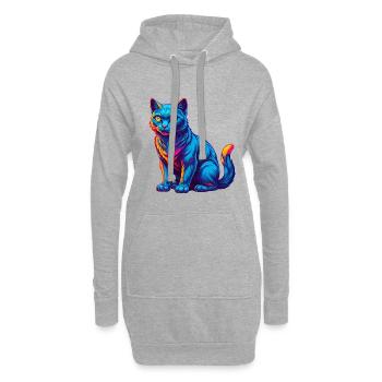 Chat bleu russe race dessin animé Kawaii animal de compagnie - Sweat-shirt à capuche long Femme - gris chiné - Devant
