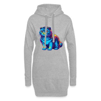 Schottische Falten Katze Rasse Karikatur Kawaii Tier Haustier - Hoodie-Kleid - Grau meliert - Vorne