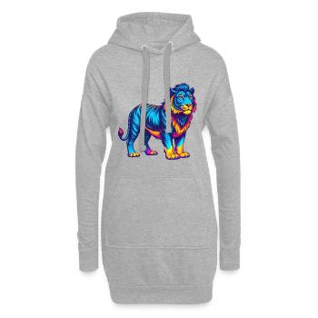 Liger Hybrid Löwe Tiger Katzenrasse Karikatur Kawaii A - Hoodie-Kleid - Grau meliert - Vorne