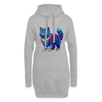 Manx Chat Race Dessin animé Kawaii Animal Pet - Sweat-shirt à capuche long Femme - gris chiné - Devant