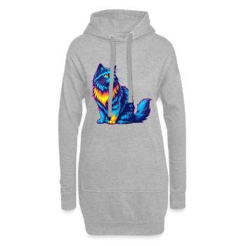 Allemand à poil long race de chat dessin animé Kawaii Animal Pe - Sweat-shirt à capuche long Femme - gris chiné - Devant