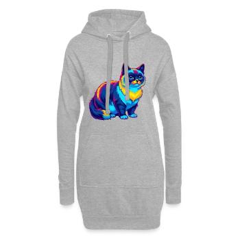 Schneeschuh Katze Rasse Cartoon Kawaii Tier Haustier - Hoodie-Kleid - Grau meliert - Vorne