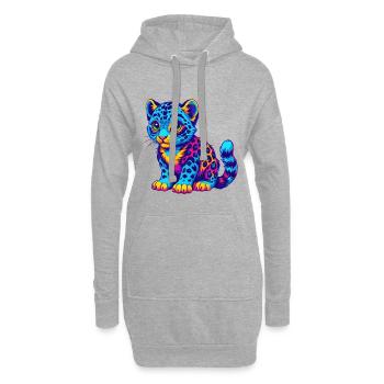 Léopard des neiges bébé chat race dessin animé Kawaii Animal - Sweat-shirt à capuche long Femme - gris chiné - Devant