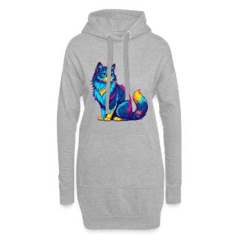 Turc Van Chat Race Dessin Animé Kawaii Animal Pet - Sweat-shirt à capuche long Femme - gris chiné - Devant