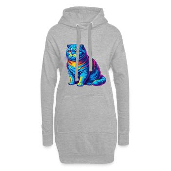 Schottische Falten Kurzhaar Katzenrasse Karikatur Kawaii A - Hoodie-Kleid - Grau meliert - Vorne