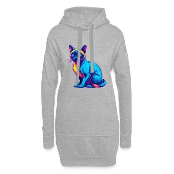 Tonkinois Chat Race Dessin Animé Kawaii Animal Pet - Sweat-shirt à capuche long Femme - gris chiné - Devant