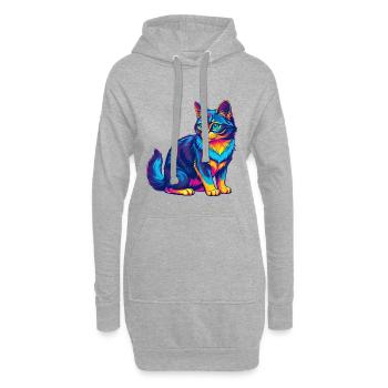Somali Shorthair Chat Race Dessin animé Kawaii Animal P - Sweat-shirt à capuche long Femme - gris chiné - Devant