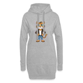 Tiger Lustige Cartoon Kawaii Jacke Sonnenbrille - Hoodie-Kleid - Grau meliert - Vorne