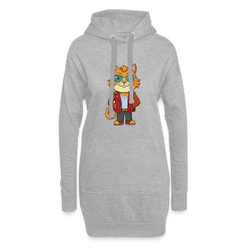Selkirk Rex Lustige Cartoon Kawaii Jacke Sonnenbrille - Hoodie-Kleid - Grau meliert - Vorne