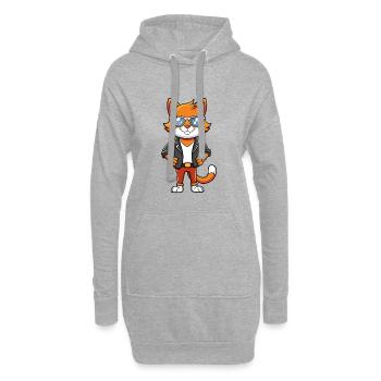 Turc Van Drôle Dessin Animé Kawaii Veste Lunettes de Soleil - Sweat-shirt à capuche long Femme - gris chiné - Devant