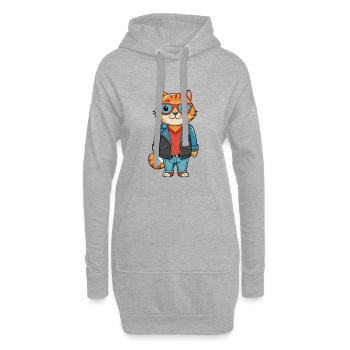 Scottish Fold Funny Cartoon Kawaii Veste Lunettes de soleil - Sweat-shirt à capuche long Femme - gris chiné - Devant