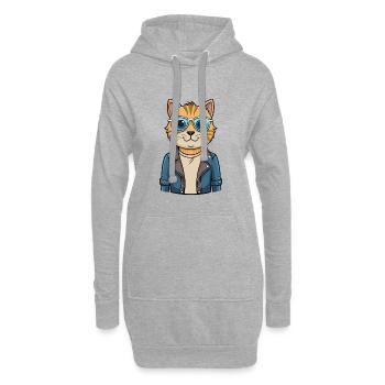 Schottische Falte Kurzhaar Lustige Cartoon Kawaii Jacke - Hoodie-Kleid - Grau meliert - Vorne