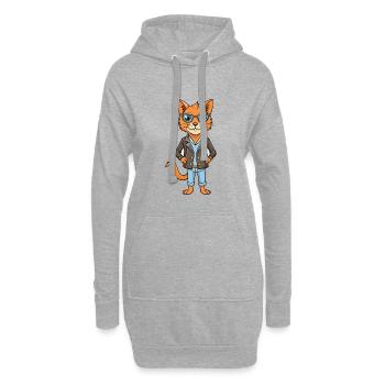Somali Funny Cartoon Kawaii Veste Lunettes de soleil - Sweat-shirt à capuche long Femme - gris chiné - Devant
