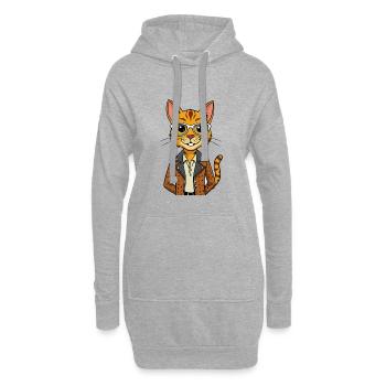 Ocicat Funny Cartoon Kawaii Veste Lunettes de soleil - Sweat-shirt à capuche long Femme - gris chiné - Devant