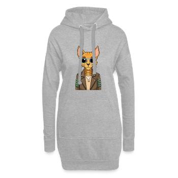 Egyptian Mau Funny Cartoon Kawaii Veste Lunettes de soleil - Sweat-shirt à capuche long Femme - gris chiné - Devant