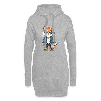 Dilute Calico Lustige Cartoon Kawaii Jacke Sonnenbrille - Hoodie-Kleid - Grau meliert - Vorne