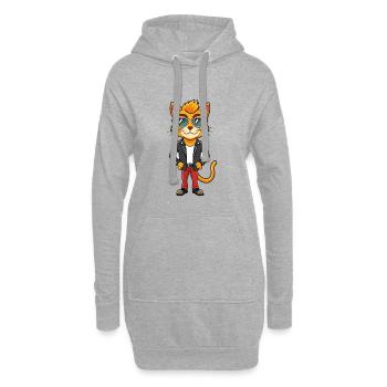 Khao Manee Funny Cartoon Kawaii Veste Lunettes de soleil - Sweat-shirt à capuche long Femme - gris chiné - Devant