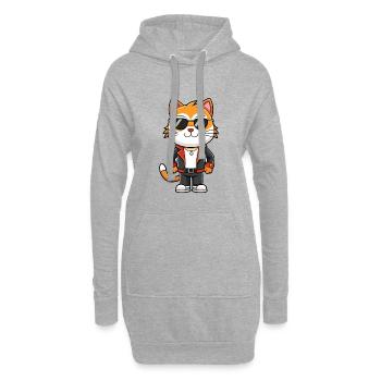 Japanische Bobtail Lustige Cartoon Kawaii Jacke Sungl - Hoodie-Kleid - Grau meliert - Vorne