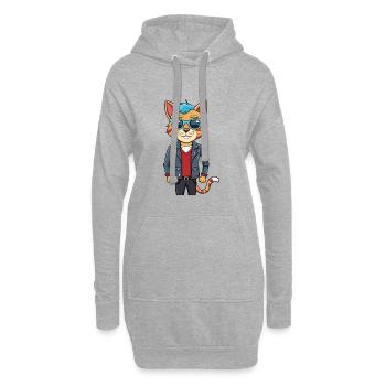 Europäisch Kurzhaar Lustige Cartoon Kawaii Jacke Sonne - Hoodie-Kleid - Grau meliert - Vorne