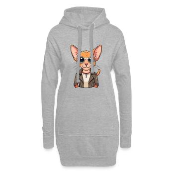 Devon Rex Funny Cartoon Kawaii Veste Lunettes de soleil - Sweat-shirt à capuche long Femme - gris chiné - Devant