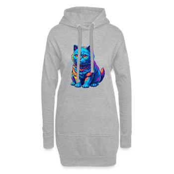 Schottisch Kurzhaar Katze Rasse Karikatur Kawaii Tier - Hoodie-Kleid - Grau meliert - Vorne