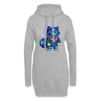 Ragamuffin Chat Race Dessin animé Kawaii Animal Pet - Sweat-shirt à capuche long Femme - gris chiné - Devant