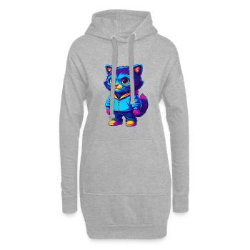 Bambino Katze Rasse Cartoon Kawaii Tier Haustier - Hoodie-Kleid - Grau meliert - Vorne