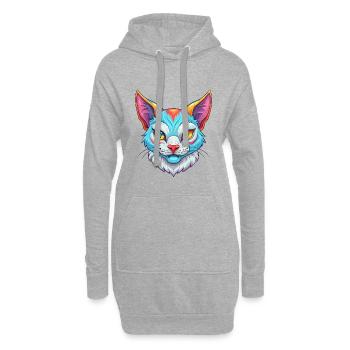 Khao Manee Chat Race Dessin Animé Kawaii Animal Pet - Sweat-shirt à capuche long Femme - gris chiné - Devant