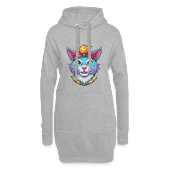 Highlander Katzenrasse Cartoon Kawaii Tier Haustier - Hoodie-Kleid - Grau meliert - Vorne