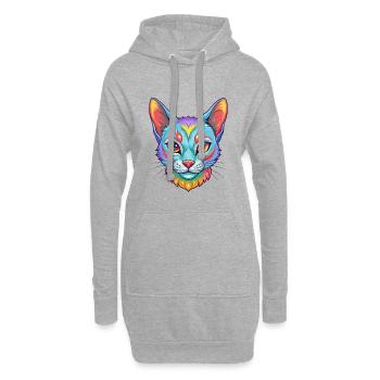 Havanna Braune Katzenrasse Karikatur Kawaii Tier Haustier - Hoodie-Kleid - Grau meliert - Vorne