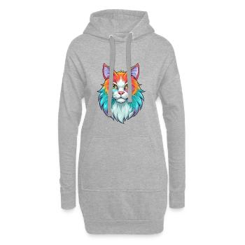 Ingwer Langhaar Katze Rasse Cartoon Kawaii Tier Pe - Hoodie-Kleid - Grau meliert - Vorne