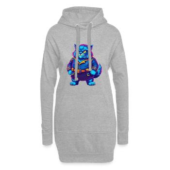 Highlander Katzenrasse Cartoon Kawaii Tier Haustier - Hoodie-Kleid - Grau meliert - Vorne
