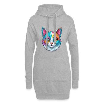Verdünnte Kattunkatze Rasse Cartoon Kawaii Tier Haustier - Hoodie-Kleid - Grau meliert - Vorne