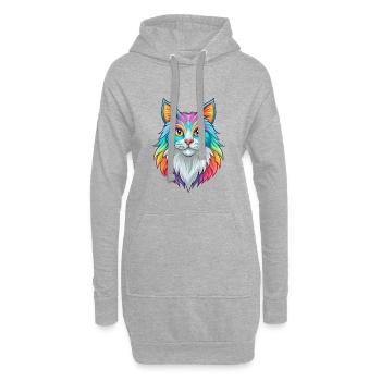 Allemand à poil long race de chat dessin animé Kawaii Animal Pe - Sweat-shirt à capuche long Femme - gris chiné - Devant