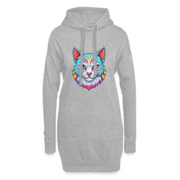 Asiatische Katzenrasse Cartoon Kawaii Tier Haustier - Hoodie-Kleid - Grau meliert - Vorne